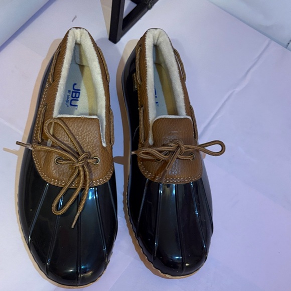 JBU Men's Black and Brown Rain Boots - Picture 1 of 9